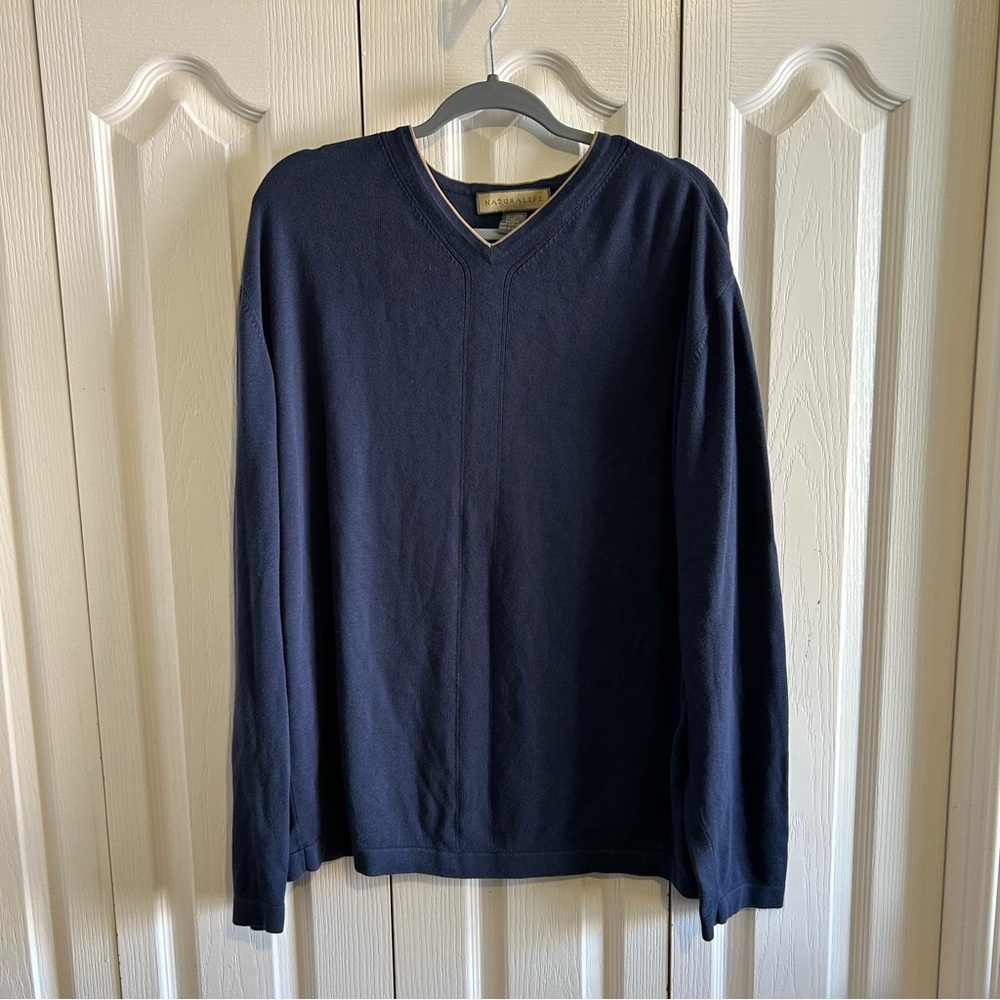 Natural Life Blue V Neck Sweater Men’s XL